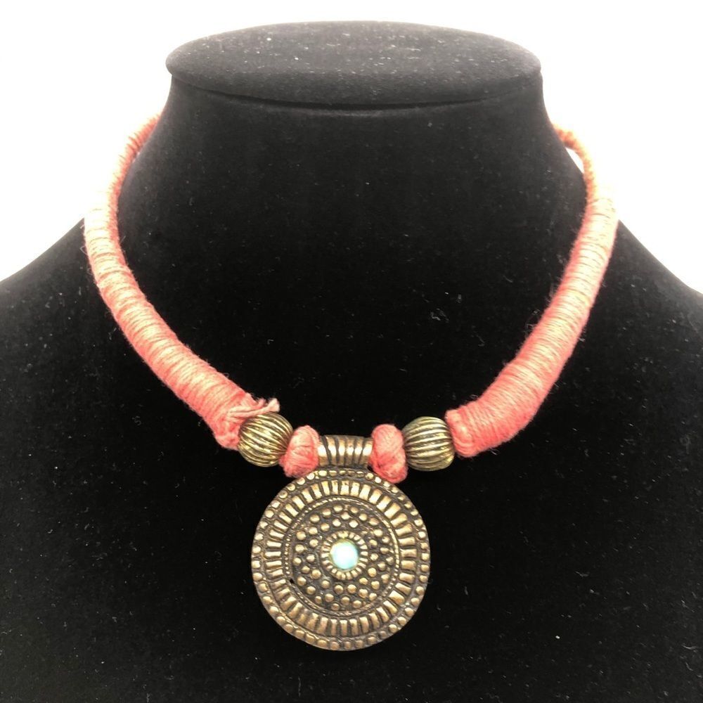 Tribal Necklace with brass pendant